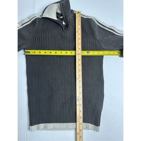 American Rag Men's Knit Sweater Gray Cotton 1/3 Zip Turtleneck White Trim Size S - Picture 6 of 10